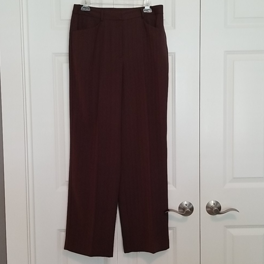 Emma James brown poly twill dress pants SZ 10